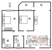 淘金北小区2室2厅1卫87㎡户型图