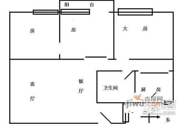 淘金北小区2室1厅1卫85㎡户型图