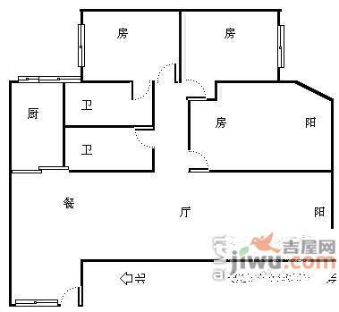 淘金北小区4室2厅2卫97㎡户型图