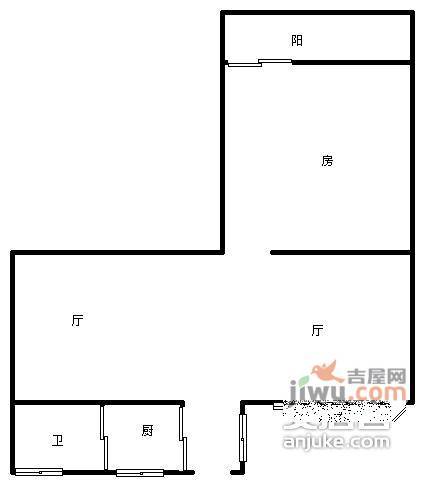 淘金北小区1室1厅1卫25㎡户型图