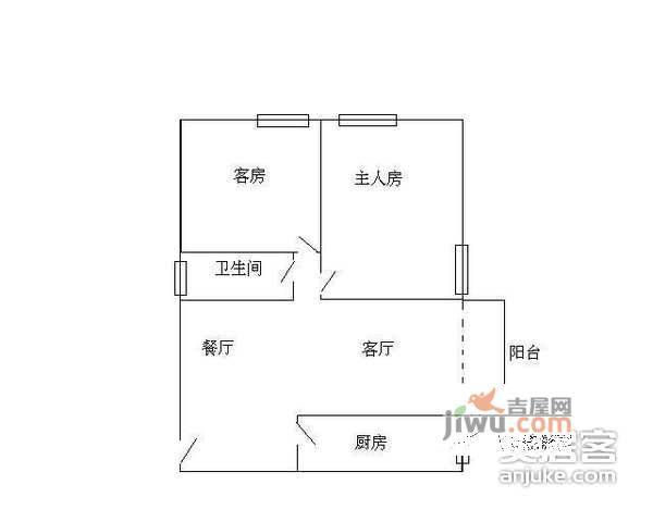 尚河居2室1厅1卫78㎡户型图