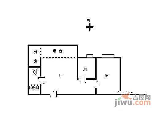 花都宝华路小区2室1厅1卫77㎡户型图