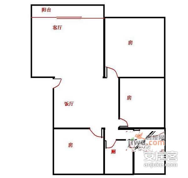 艺景名苑3室2厅1卫户型图