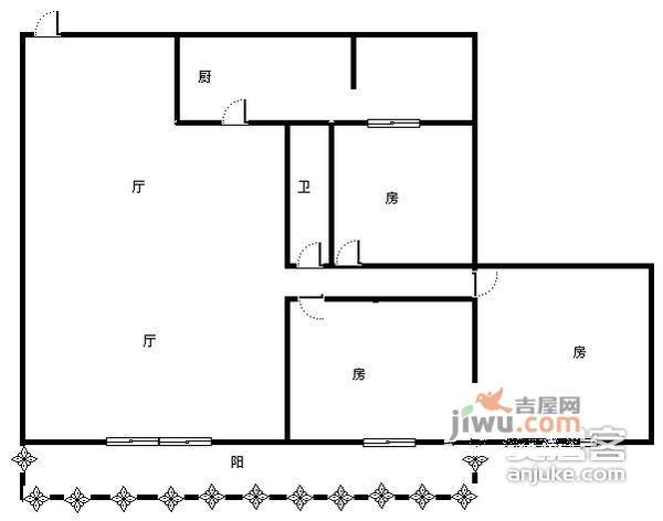 建设路小区3室2厅1卫108㎡户型图