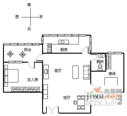 中山一路小区2室2厅1卫75㎡户型图