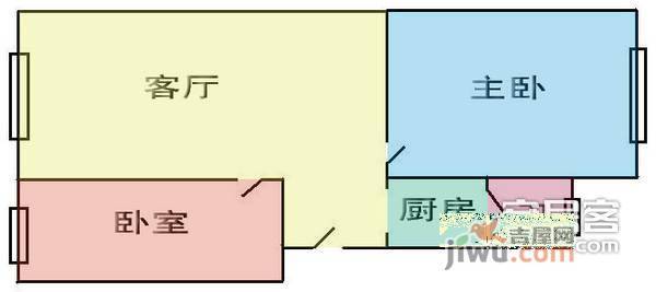 中山一路小区2室1厅1卫58㎡户型图