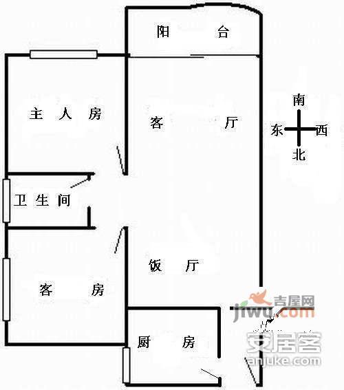 金晖花苑2室2厅1卫81㎡户型图