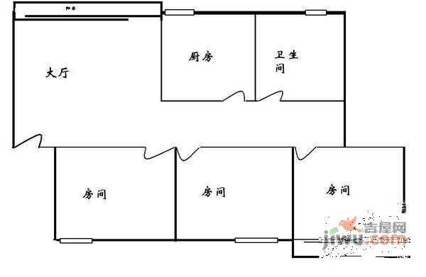 金晖花苑3室1厅1卫90㎡户型图