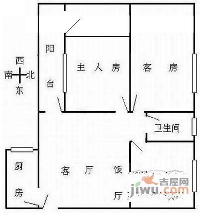 金晖花苑3室2厅1卫77㎡户型图