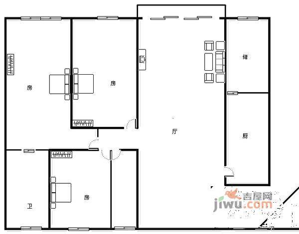 珠江新城海滨花园3室2厅2卫150㎡户型图