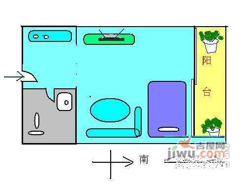 星河湾逸心园1室1厅1卫52㎡户型图