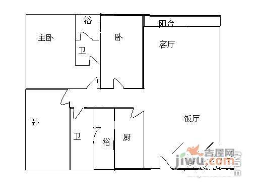 顺景雅苑3室2厅2卫125㎡户型图