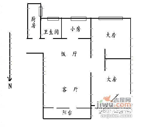 顺景雅苑3室2厅1卫81㎡户型图