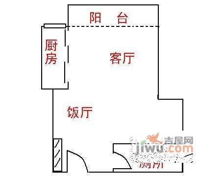 爱都铭轩1室1厅1卫46㎡户型图