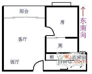 爱都铭轩1室1厅1卫46㎡户型图