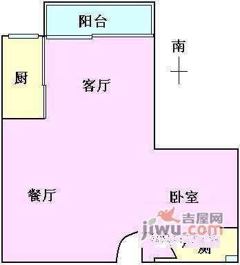 爱都铭轩1室1厅1卫46㎡户型图