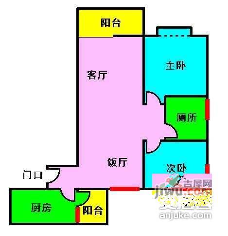 爱都铭轩2室2厅1卫76㎡户型图