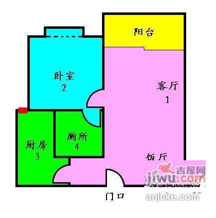 爱都铭轩1室1厅1卫46㎡户型图