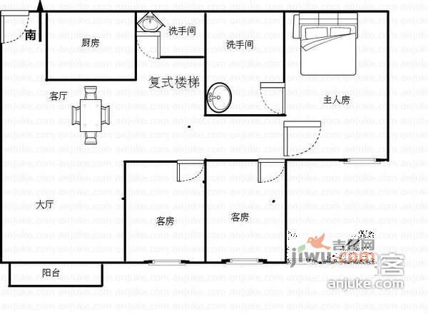 华景新城4室2厅2卫124㎡户型图