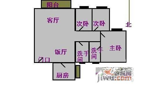 华景新城3室2厅1卫108㎡户型图