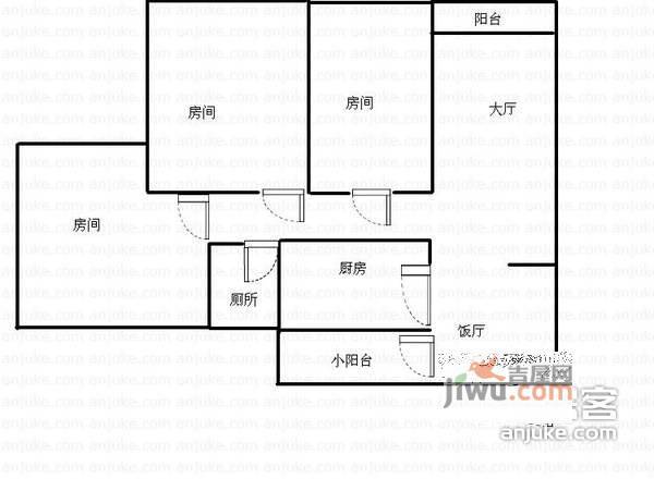 华景新城3室1厅1卫户型图