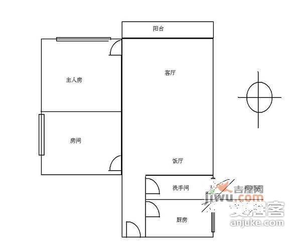 富力环市西苑2室2厅1卫69㎡户型图