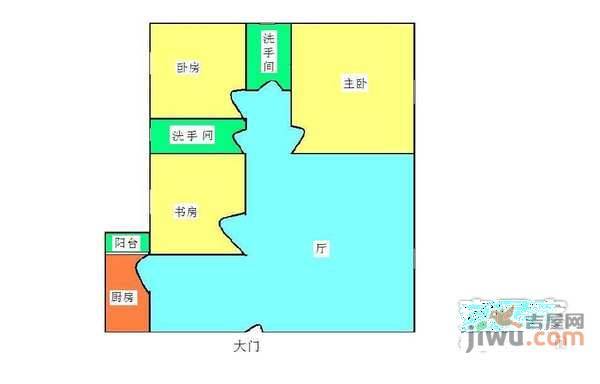 富力环市西苑3室2厅2卫93㎡户型图