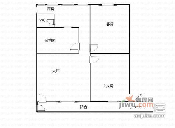 花城路小区3室1厅1卫90㎡户型图