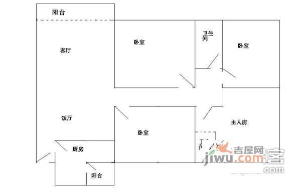 花城路小区4室2厅1卫120㎡户型图