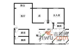 花城路小区3室2厅2卫105㎡户型图