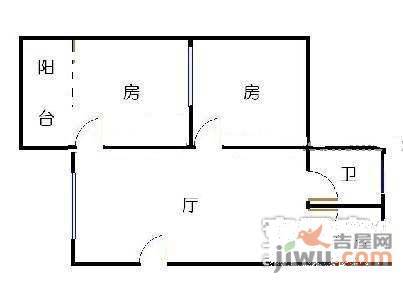 江湾花苑2室1厅1卫70㎡户型图