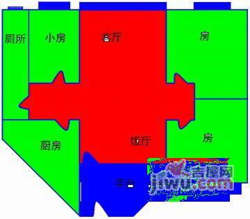 滨江瑞城3室1厅1卫91㎡户型图