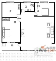 广州铁道车辆厂生活区2室1厅1卫75㎡户型图