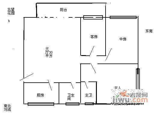 翠逸家园3室1厅1卫户型图