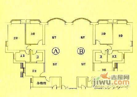 珠江太阳城广场3室2厅1卫户型图