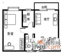 凯信东方华庭1室1厅1卫56㎡户型图