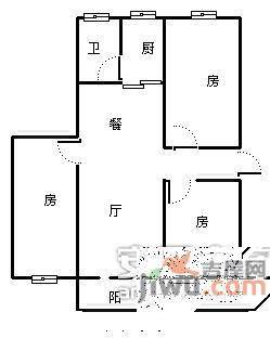 松园里小区3室2厅1卫96㎡户型图