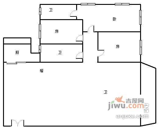 白云畔山花园3室2厅2卫110㎡户型图