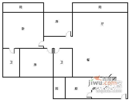 白云畔山花园3室2厅1卫105㎡户型图