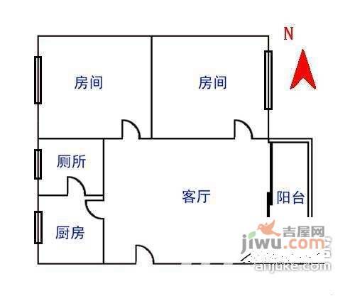 白云畔山花园2室1厅1卫71㎡户型图