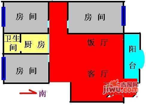 芙蓉华盛新村3室2厅1卫105㎡户型图