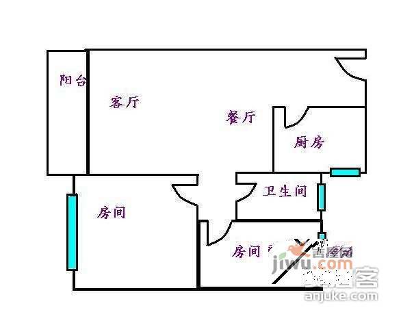 富丽广场2室1厅1卫户型图