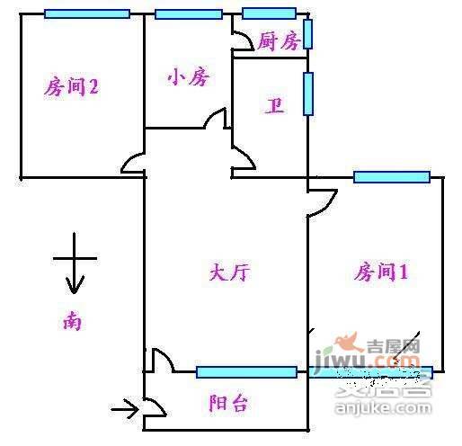 富丽广场2室1厅1卫户型图