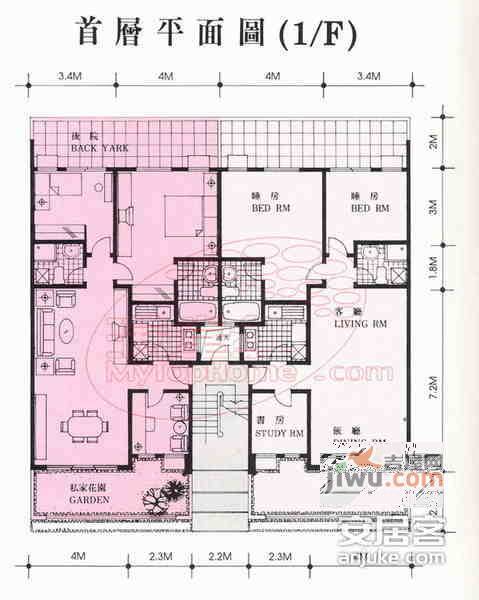 祈福新邨康怡雅园4室2厅3卫420㎡户型图