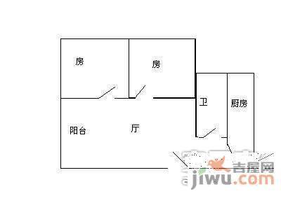 合兴苑2室1厅1卫57㎡户型图