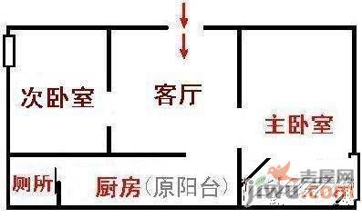 合兴苑2室1厅1卫57㎡户型图