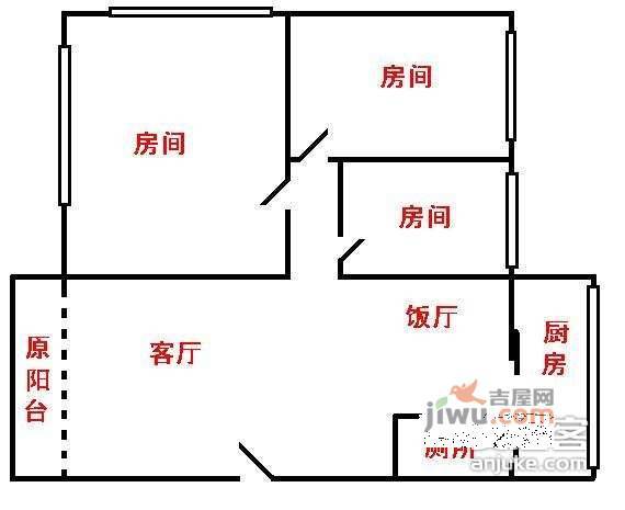 合兴苑3室2厅1卫93㎡户型图