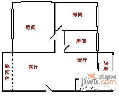 合兴苑3室1厅1卫75㎡户型图