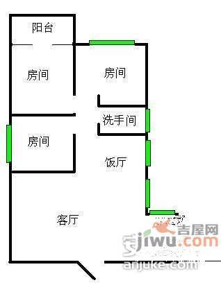 金燕花苑2室2厅1卫75㎡户型图