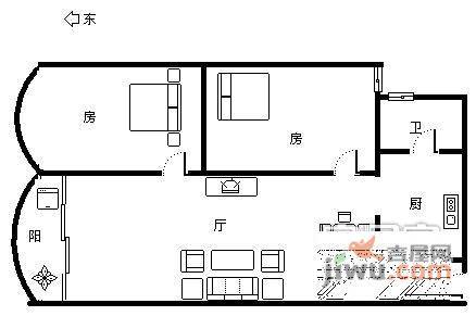 金燕花苑2室2厅1卫75㎡户型图